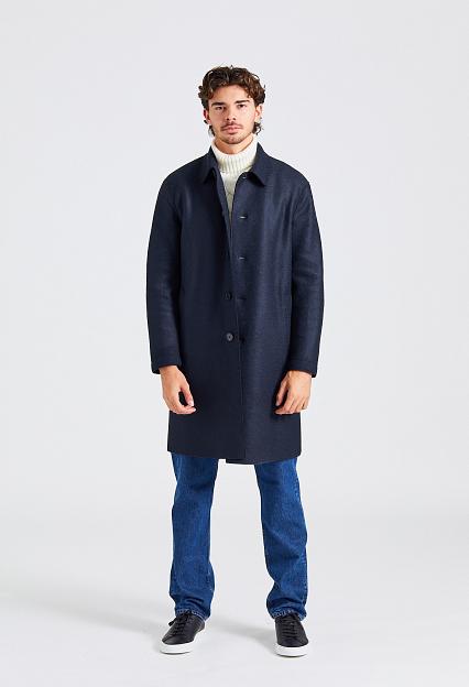 Harris Wharf London Men Mac Coat Pressed Wool Dark Blue